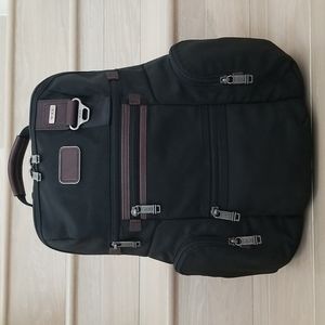 Unisex Tumi Alpha Bravo Knox Backpack in Black & Brown Leather Trim